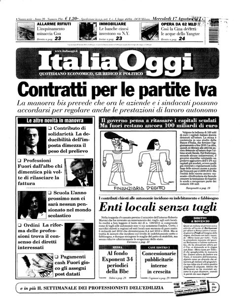 Italia oggi : quotidiano di economia finanza e politica